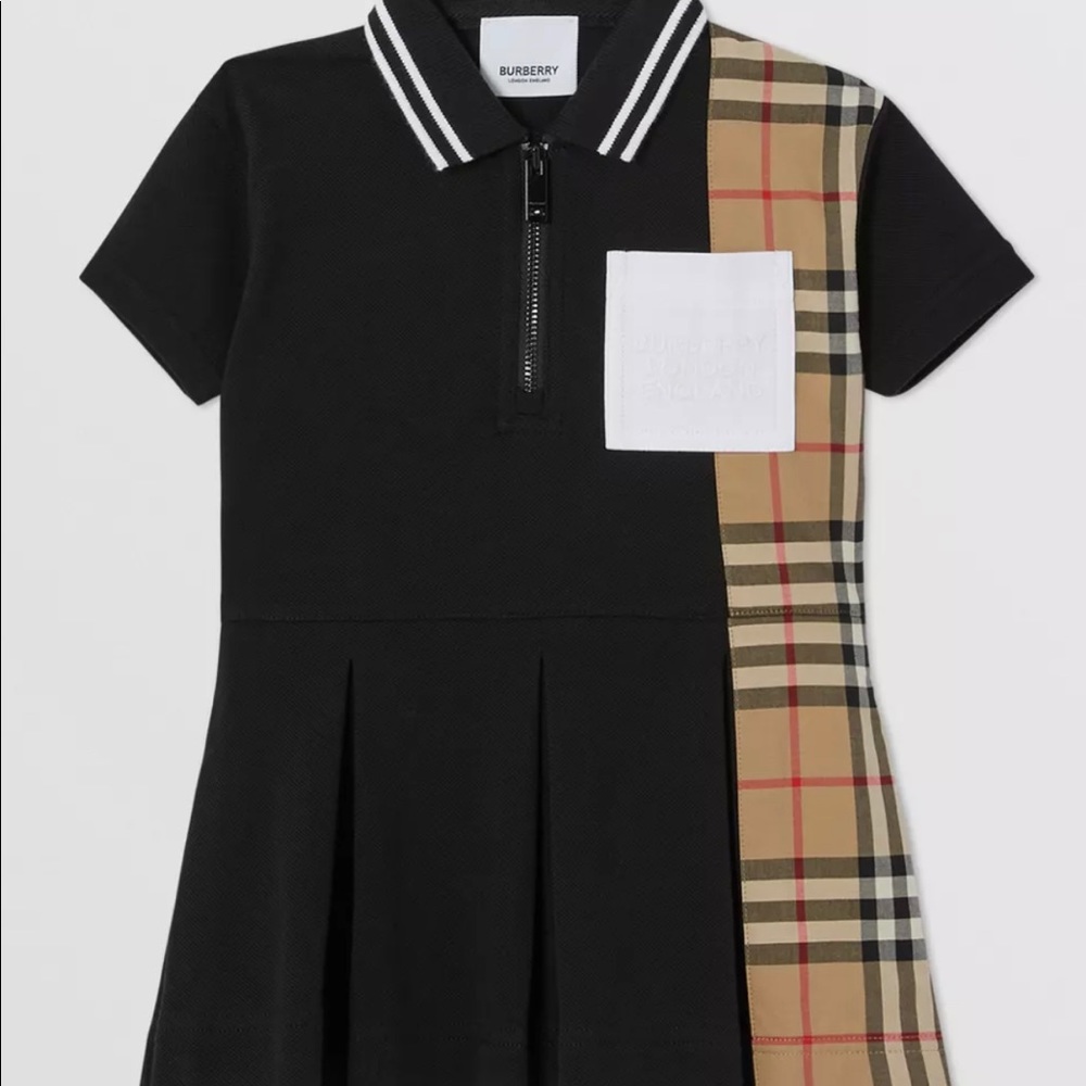 Burberry Vintage Check Panel Cotton Piqué Polo Shirt Dress
